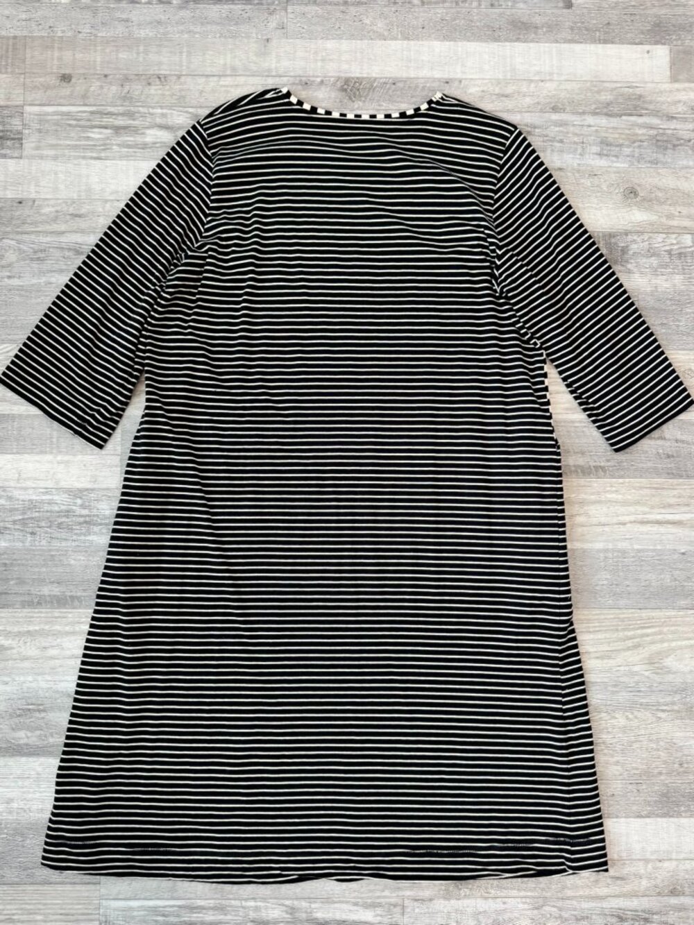 Gudrun Sjoden Black White Stripe 3/4 Sleeve Knit Dress Size XL Stretch Q9 - Picture 5 of 5